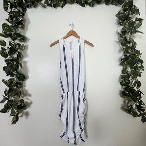 Sundry Anthropologie Ruched Sleeveless Midi Dress Stripe Multi NWT Women’s Sz 1